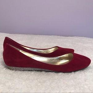 Deep Red Velvet Flats
